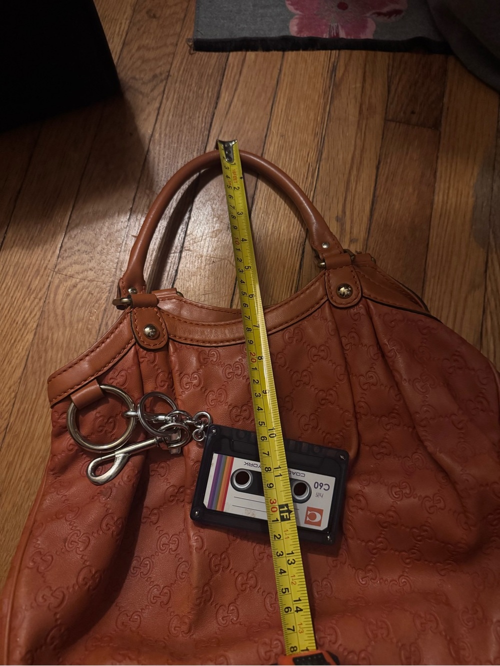 Gucci Orange Embossed Leather Shoulder Bag - Picture 6 of 8